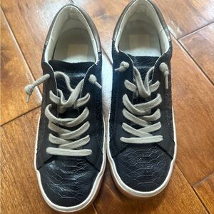 Dolce Vita Textured Black Sneakers with Cream Laces